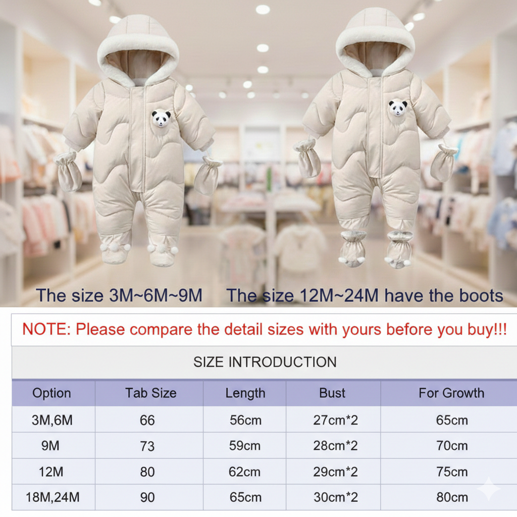 Premium Winter Baby Romper Suit – Ultra Warm Cozy Snowsuit for Newborns