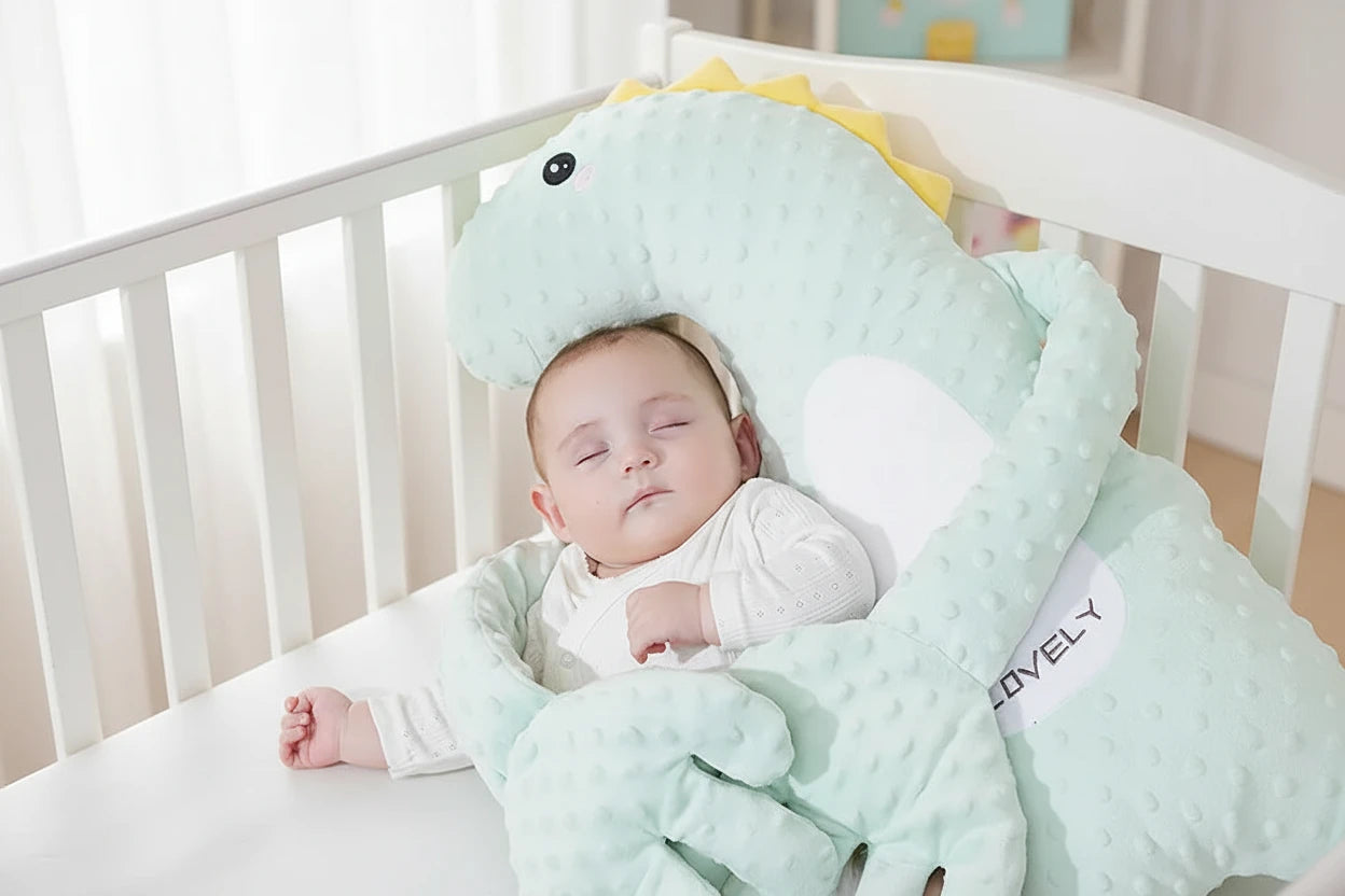 DreamHug Soothing Baby Sleep Pillow- The cozy animal cuddle pillow that helps babies sleep deeper and feel secure