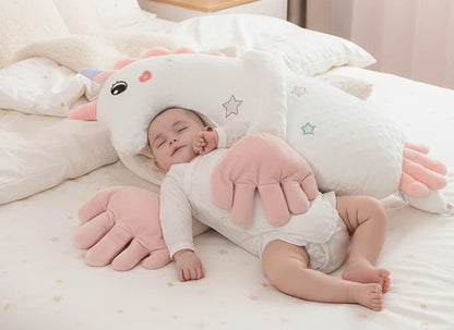 DreamHug Soothing Baby Sleep Pillow- The cozy animal cuddle pillow that helps babies sleep deeper and feel secure