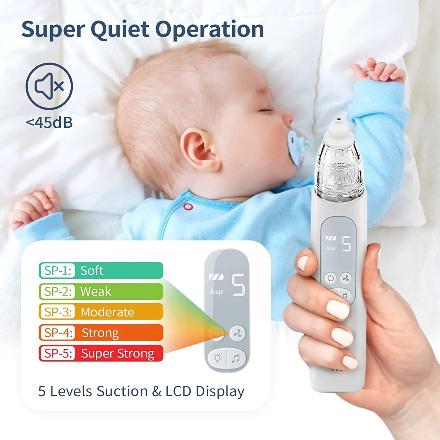 Rechargeable Baby Nose Cleaner – Gentle Electric Nasal Aspirator for Newborns